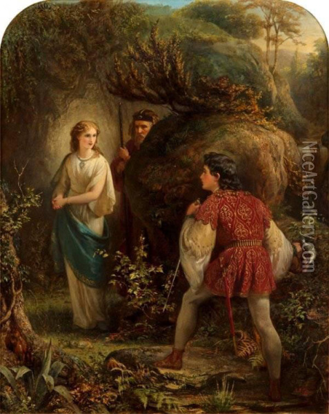 Miranda And Prospero Meeting Ferdinand Oil Painting - Alfred Patten