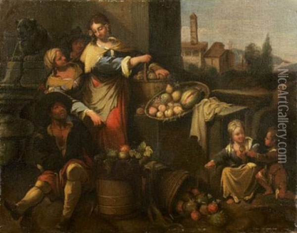 La Vendeuse De Legumes Oil Painting - Paolo Monaldi