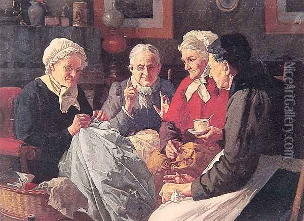 The gossips Oil Painting - Louis Charles Moeller