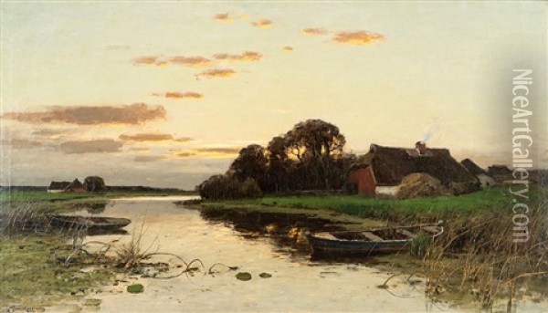 Flusslandschaft Oil Painting - Konrad Alexander Mueller-Kurzwelly