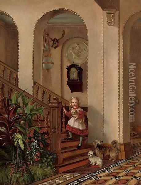The staircase Oil Painting - English School