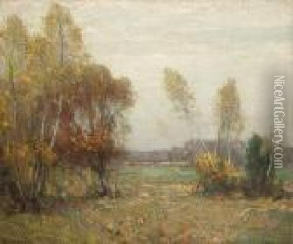 A Grove Of Autumn Birch Trees Oil Painting - Walter Granville-Smith