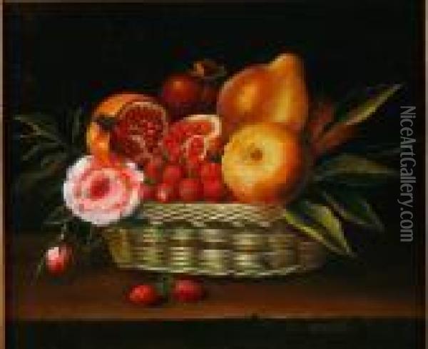 Still Life Of Fruit And Flowers Oil Painting - Johan Laurentz Jensen