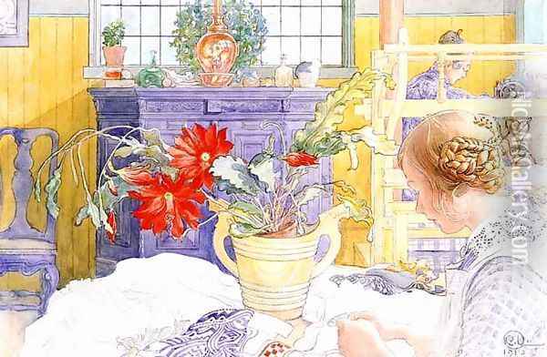 Seamstress Oil Painting - Carl Larsson