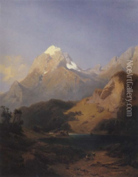 Sonnentag In Den Bayerischen Alpen Mit Blick Auf Reiteralm Oil Painting - Karl Millner