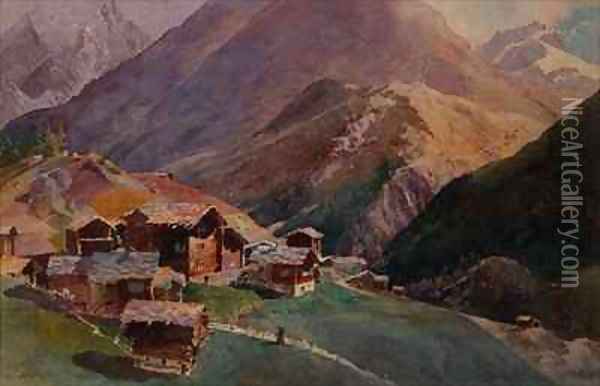 Zermatt from Platten Oil Painting - J.M. Donne