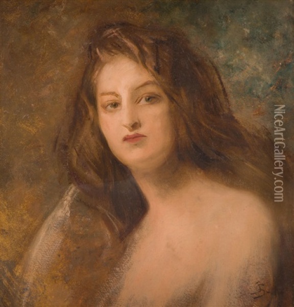 Portrait Of A Woman Oil Painting - Jan Styka