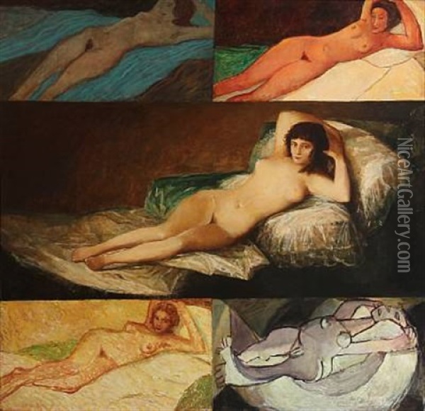 Goya Nude Through Time Oil Painting - Alexandr Alekseevich Borisov