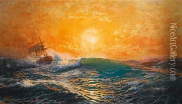 Marine Oil Painting - Diyarbakirli Tahsin