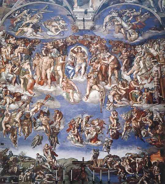 Last Judgment (1) 1537-41 Oil Painting - Michelangelo Buonarroti