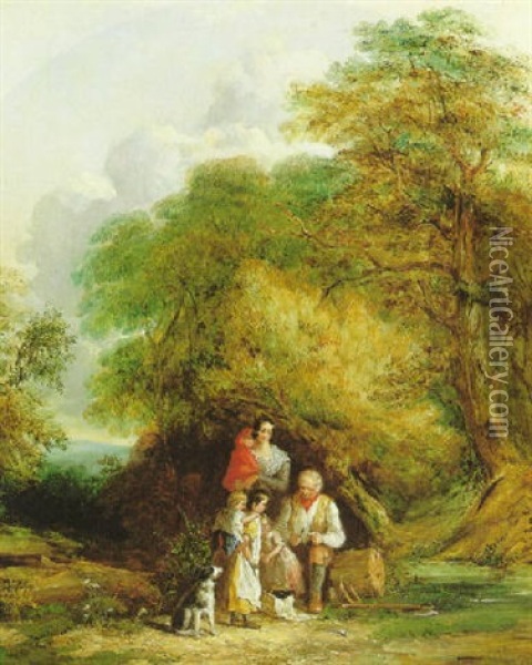A Woodman's Family Oil Painting - John White Abbott