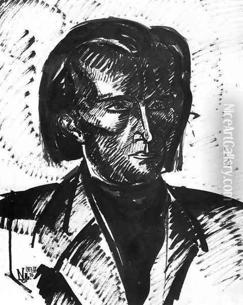 Portrait of Lajos Kassak 1917 Oil Painting - Jozsef Nemes Lamperth