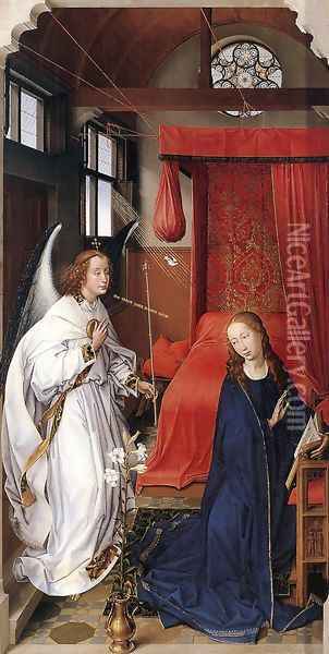 St Columba Altarpiece (left panel) c. 1455 Oil Painting - Rogier van der Weyden