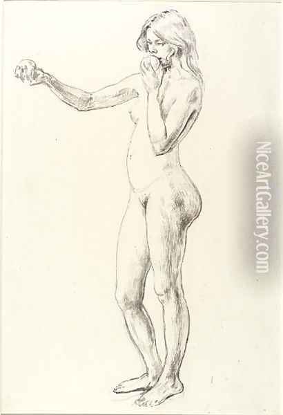 Standing Nude Girl Oil Painting - Henry Tonks