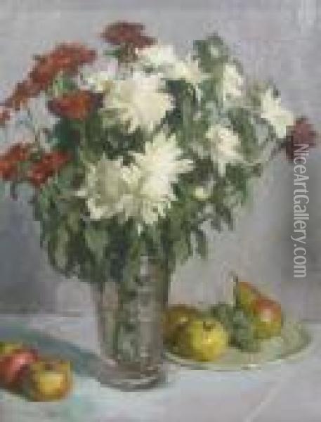 Flowers And Fruit Oil Painting - Constantin Artachino