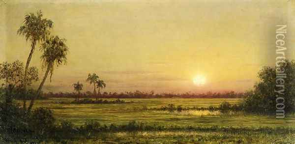 Sunset In Florida Oil Painting - Martin Johnson Heade