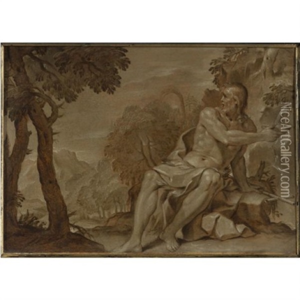 St. John The Baptist In The Desert Oil Painting - Ambrosius Bosschaert the Elder
