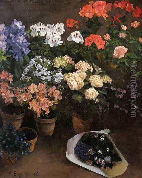 Study of Flowers Oil Painting - Jean Frederic Bazille