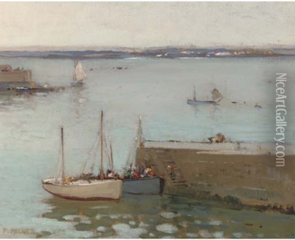 St. Ives Harbour Oil Painting - Frederick Milner