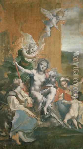 Allegory of Virtue Oil Painting - Antonio Allegri da Correggio