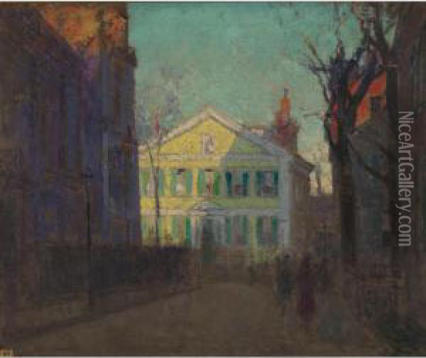 The Street Beyond Oil Painting - Paul Cornoyer