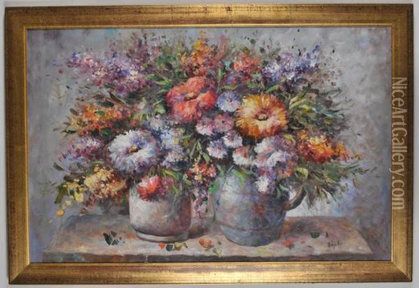 Nature Morte Aux Fleurs Oil Painting - Paul Emile Boucher