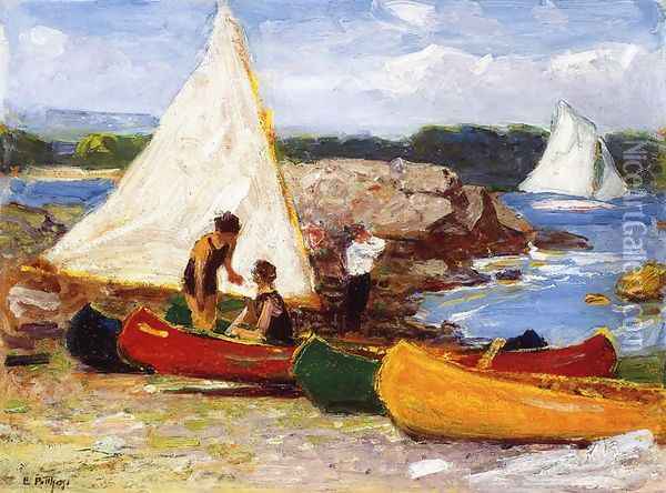 Canoeing Oil Painting - Edward Henry Potthast