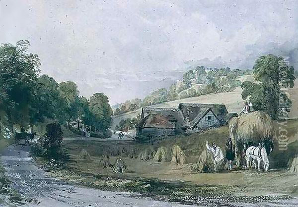 Haymaking at Ashurst, Surrey Oil Painting - Allote