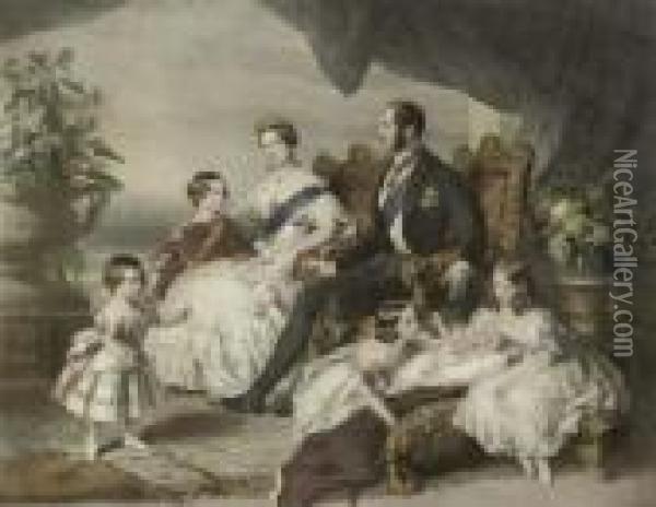 Queen Victoria And Prince Albert With Their Children Oil Painting - Franz Xavier Winterhalter