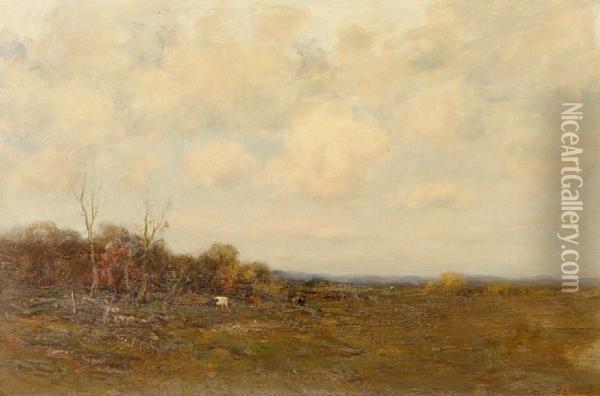 Cattle In A Landscape Oil Painting - Charles Paul Gruppe