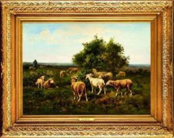 Moutons Et Chevres Dans Le Pre Oil Painting - Albert Charpin
