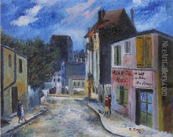 Montmartre, La Librairie Rose Oil Painting - Emile Boyer