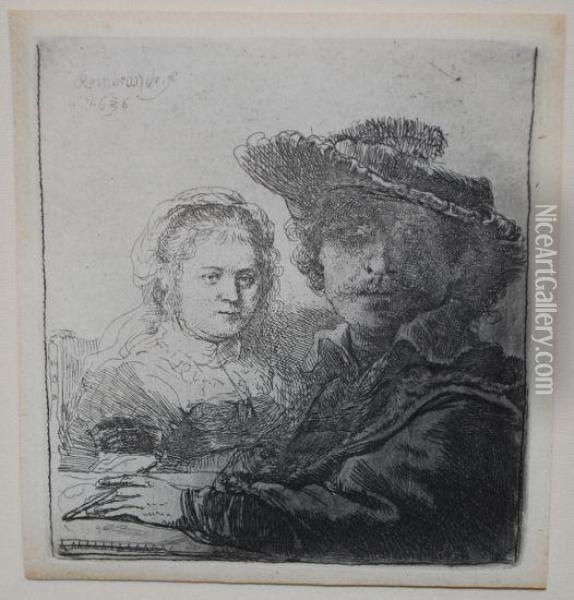 Self Portrait With Saskia Oil Painting - Rembrandt Van Rijn