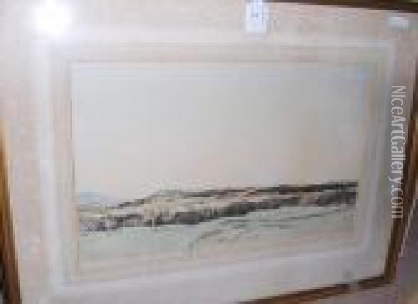 Scottish Landscape, Signed In Pencil, Coloured Print Oil Painting - David Young Cameron