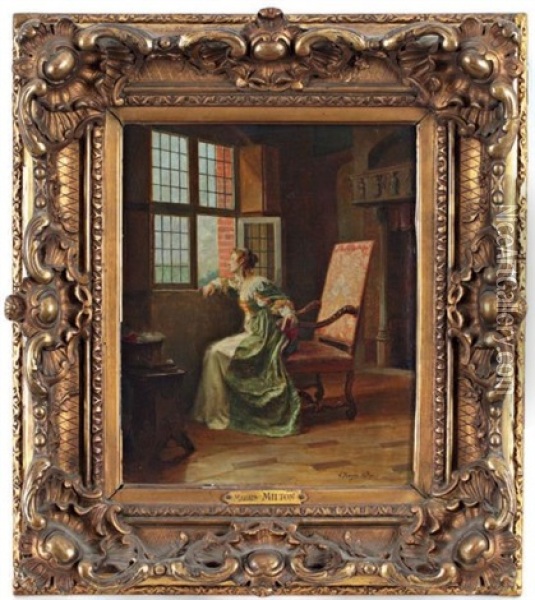 Elegante A Sa Fenetre Oil Painting - Victor Marais-Milton