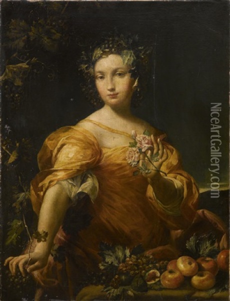Bildnis Einer Dame Als Allegorie Der Abundantia Oil Painting - Giuseppe Maria Crespi