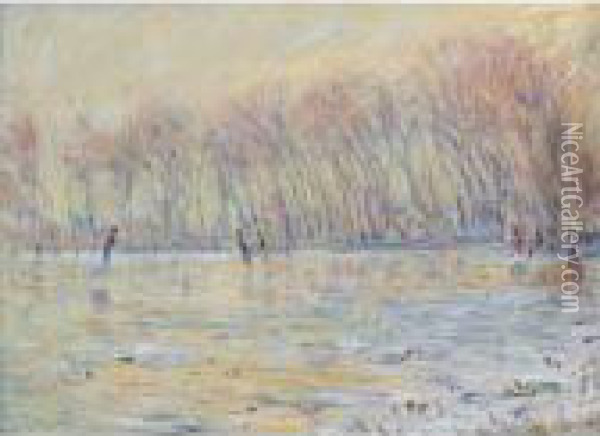 Les Patineurs A Giverny Oil Painting - Claude Oscar Monet