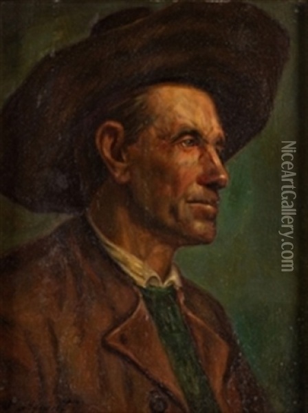 Retrato De Campesino Oil Painting - Joaquin Agrasot y Juan