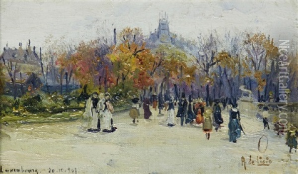 Paris, Le Jardin Du Luxembourg Oil Painting - Arnaldo de Lisio