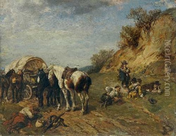 Rast Am Wegesrand Oil Painting - Wilhelm Von Diez