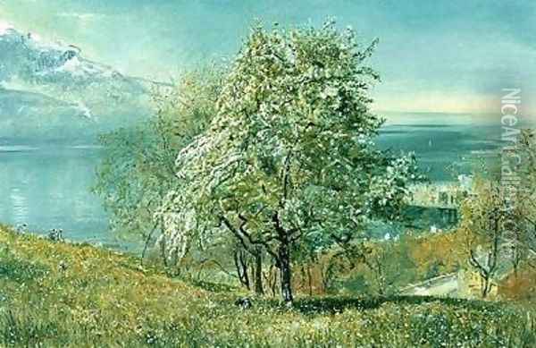 The Lake of Geneva Oil Painting - John William Inchbold