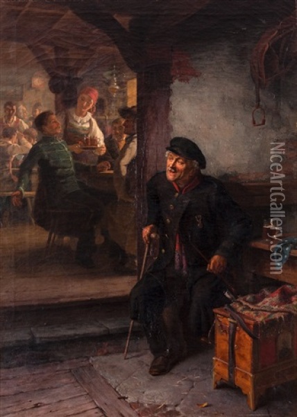 Scene From A Tavern Oil Painting - Eliphalet Frazer Andrews