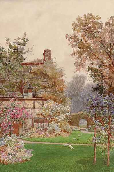 A garden in Egdean, Sussex Oil Painting - James Matthews
