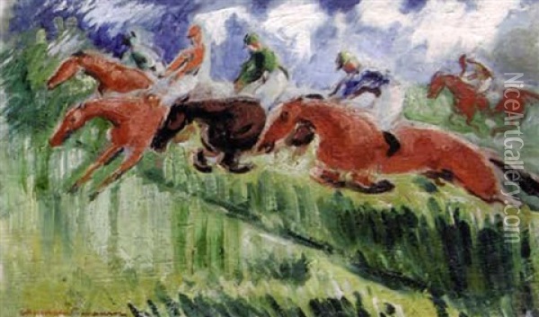 La Course D'obstacles Oil Painting - Jean Raoul Chaurand-Naurac