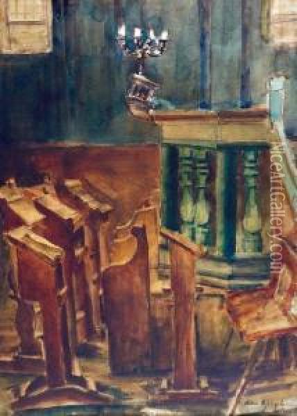 Wnetrze Synagogi Oil Painting - Natan Szpigel