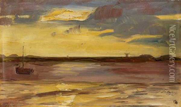 Sonnenuntergang, Violett Und Gelb 1902 Oil Painting - Max Beckmann
