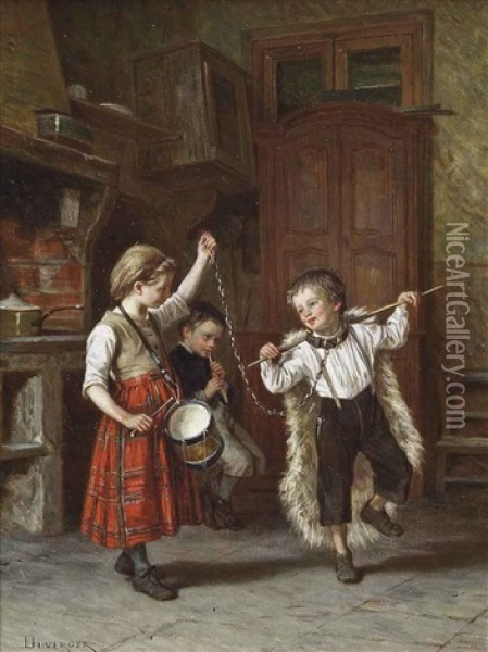Dancing Bears Oil Painting - Theophile Emmanuel Duverger
