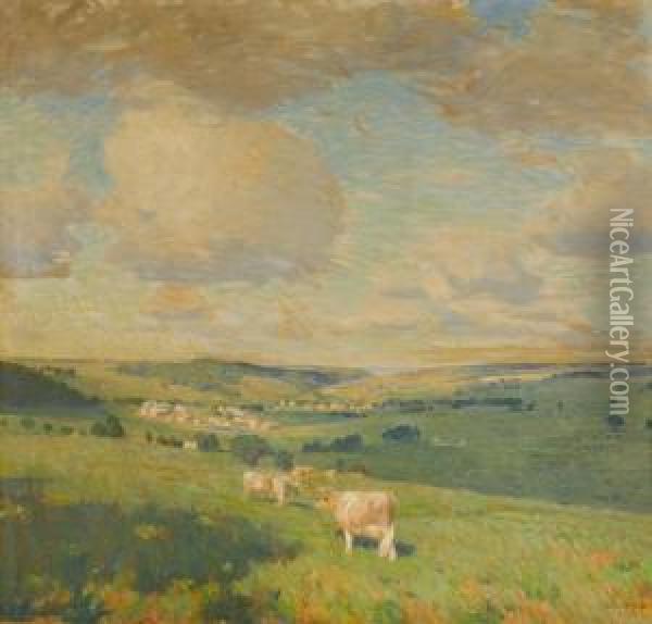 Meridale Jersey Farms Oil Painting - William Langson Lathrop
