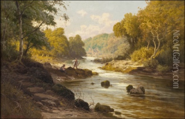 A Beautiful Fishing Day Oil Painting - Edward Henry Holder