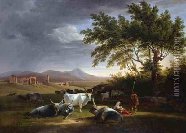 Roman Campagna with the Acquedotto Claudio in the Distance Oil Painting - Mathias Gabriel Lory